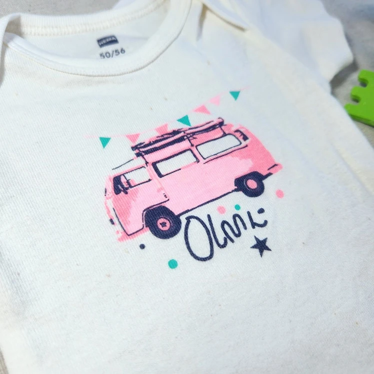 بادی آستین کوتاه طرح ماشین صورتی hema