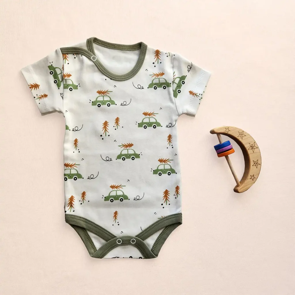 بادی آستین کوتاه پسرانه طرح ماشین برند Babyone