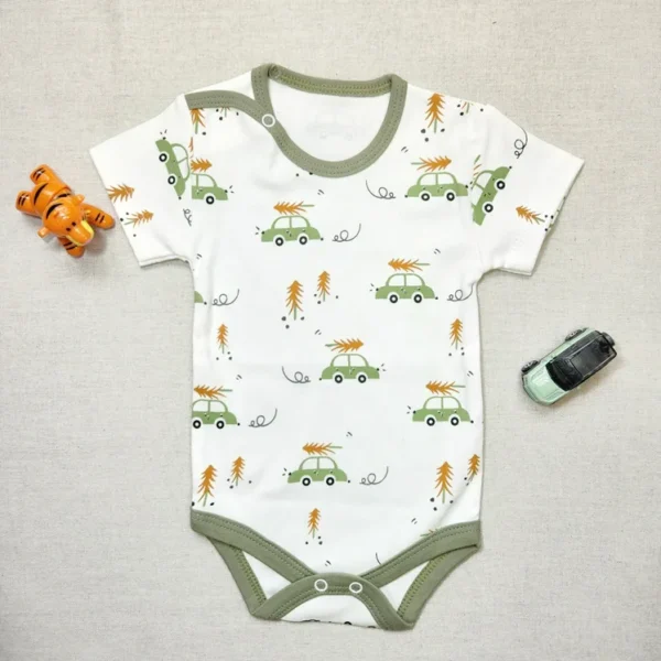 بادی آستین کوتاه پسرانه طرح ماشین برند بی بی وان