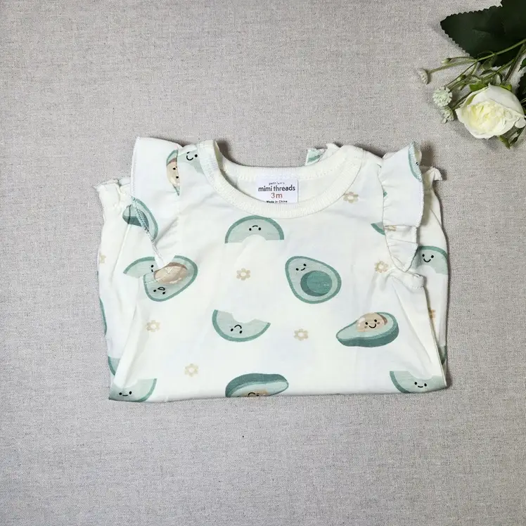 یمت رامپر وارداتی دخترانه طرح آواکادو برند mimi threads