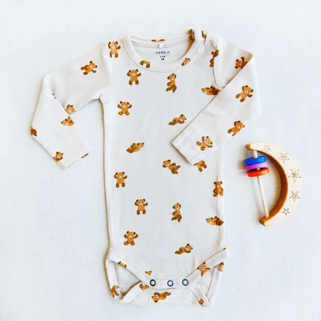 بادی آستین بلند طرح خرس برند name it