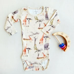 بادی آستین بلند طرح فیل و زرافه برند name it