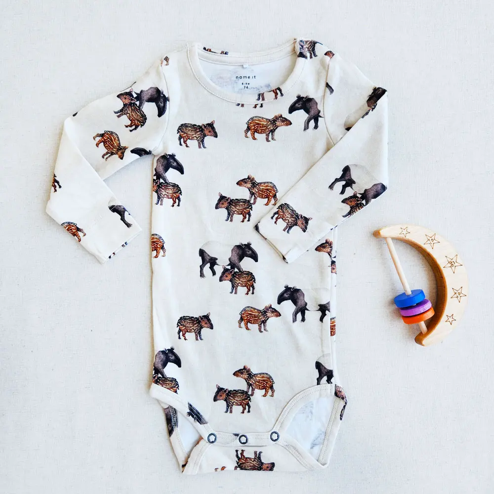 بادی آستین بلند طرح مورچه خوار برند name it