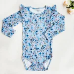 بادی دخترانه آستین کوتاه طرح گل رنگ آبی برند name it