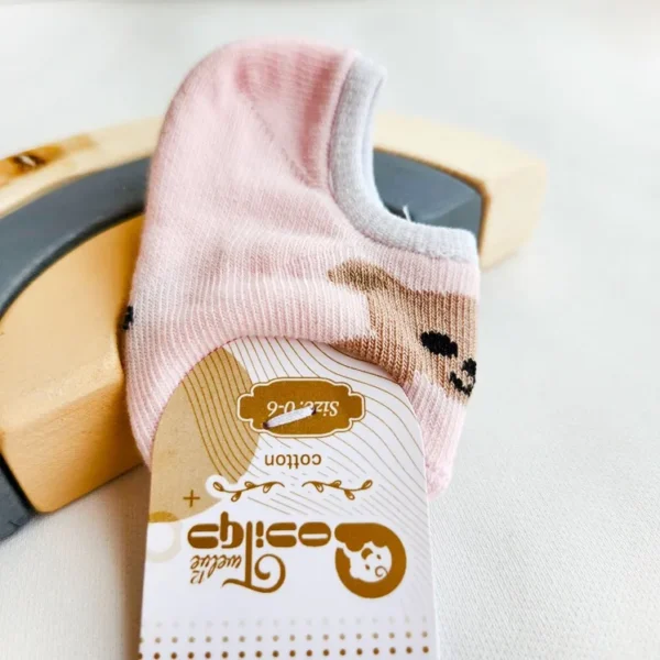 جوراب بدون ساق طرح خرس رنگ صورتی