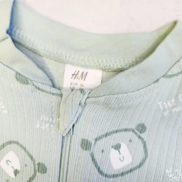 خرید سرهمی دو زیپ طرح خرس سبز برند H&M