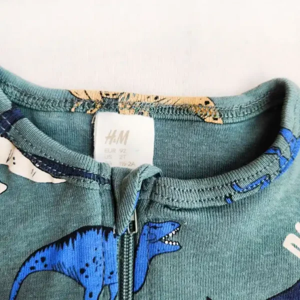 خرید سرهمی دو زیپ طرح دایناسور رنگ سبز برند h&m