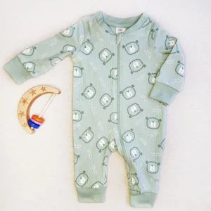 سرهمی دو زیپ طرح خرس سبز برند H&M