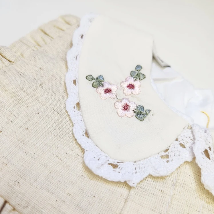 پیراهن دخترانه یقه ب ب رنگ کرم