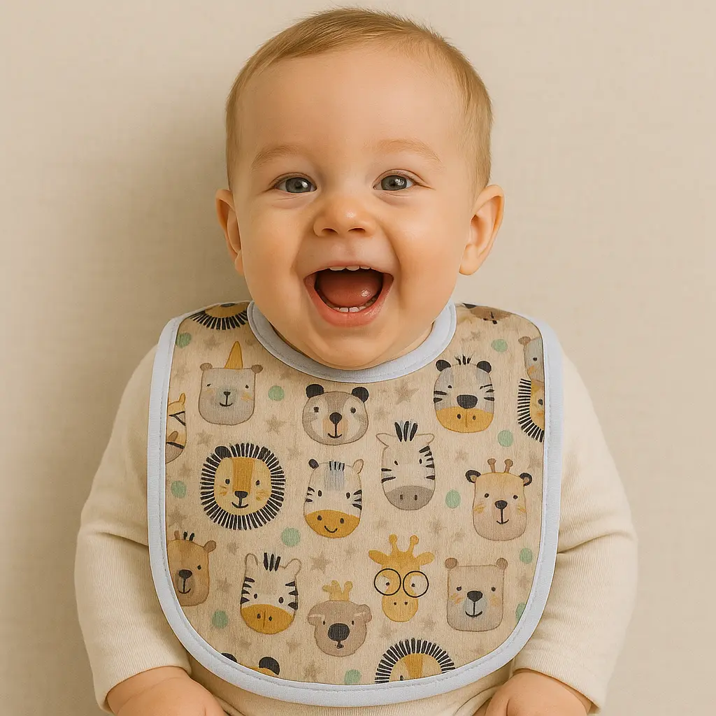 پیشبند نوزادی طرح جشن حیوانات کد 10110