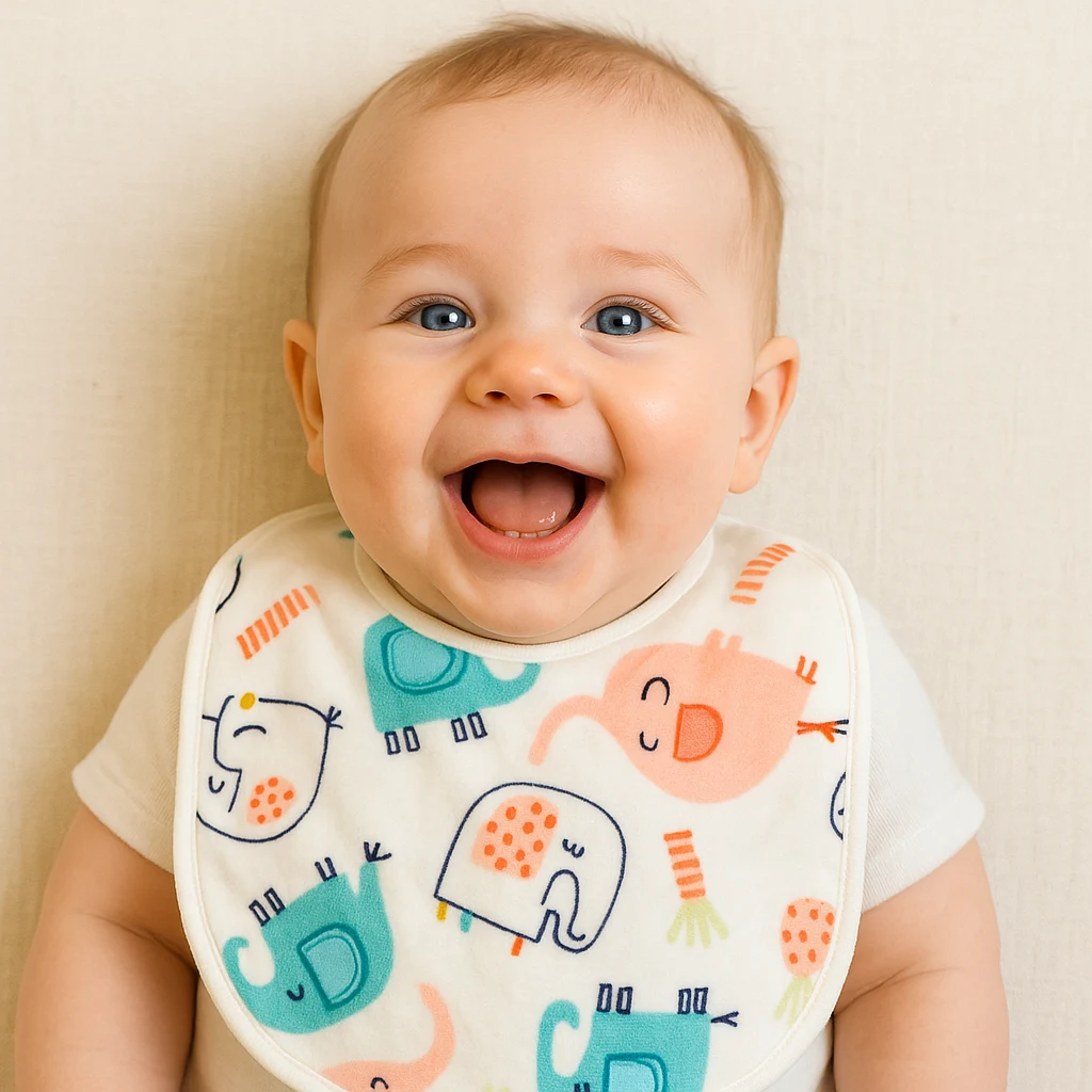 پیشبند نوزادی طرح فیل های رنگی کد 10104