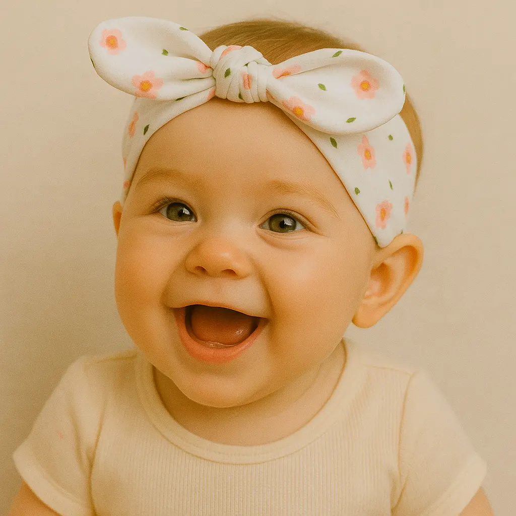 هدبند دخترانه طرح گل های صورتی برند Maato