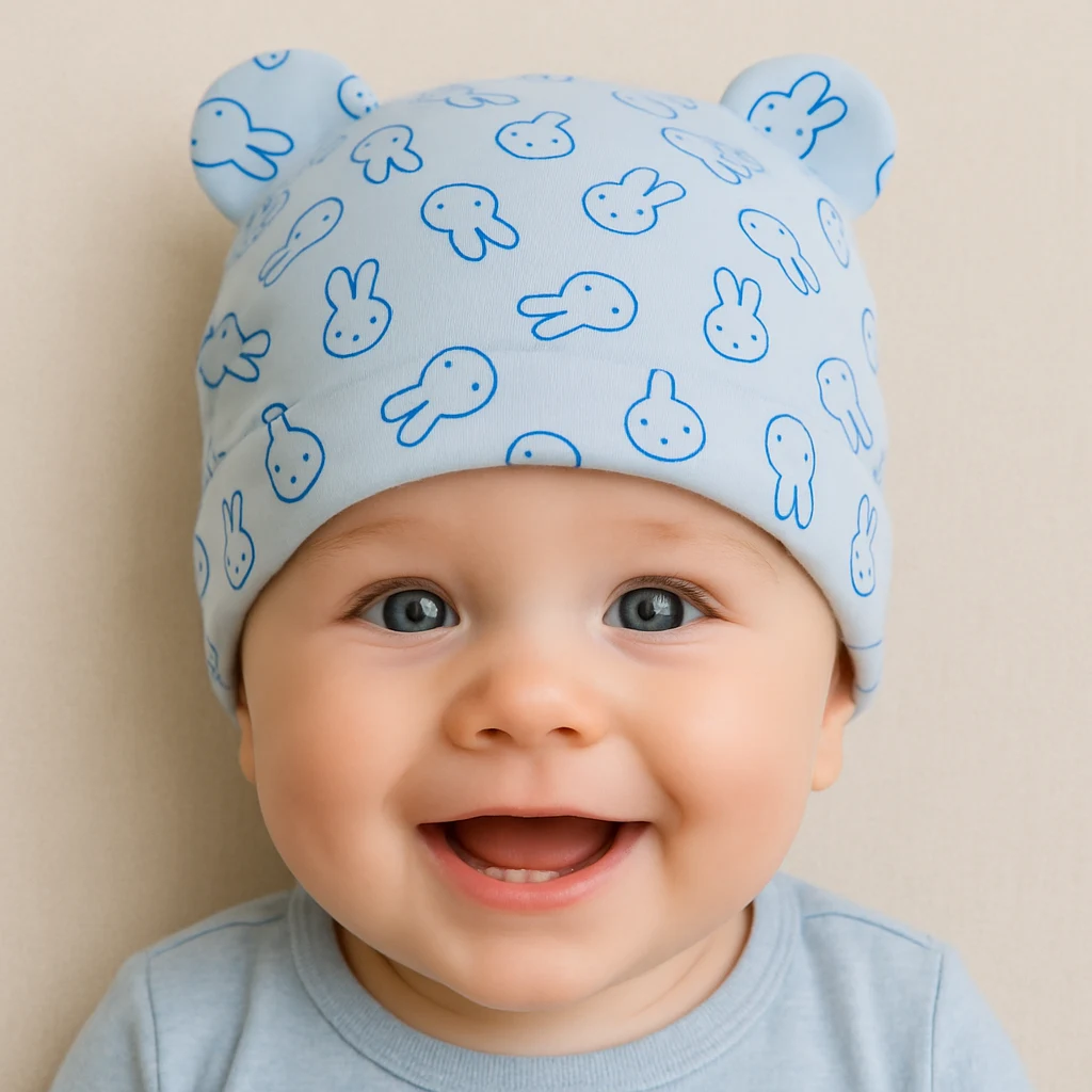 کلاه نوزادی گوشدار طرحدار برند مادر اند بیبی