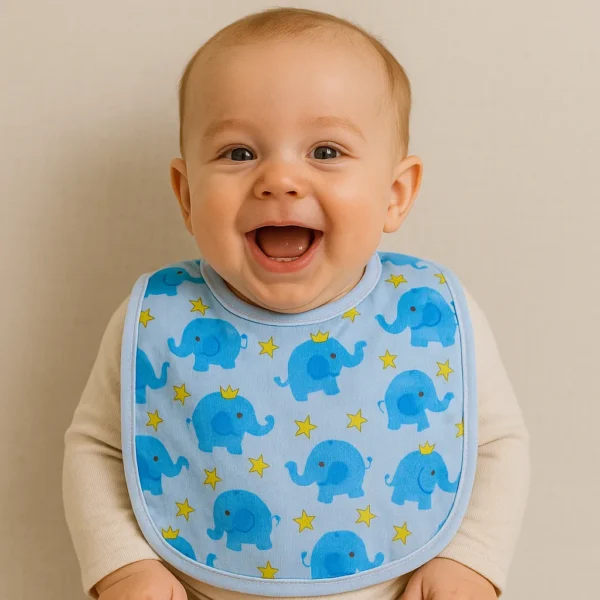 تنخور پیشبند نوزادی طرح فیل تاج دار کد 10106