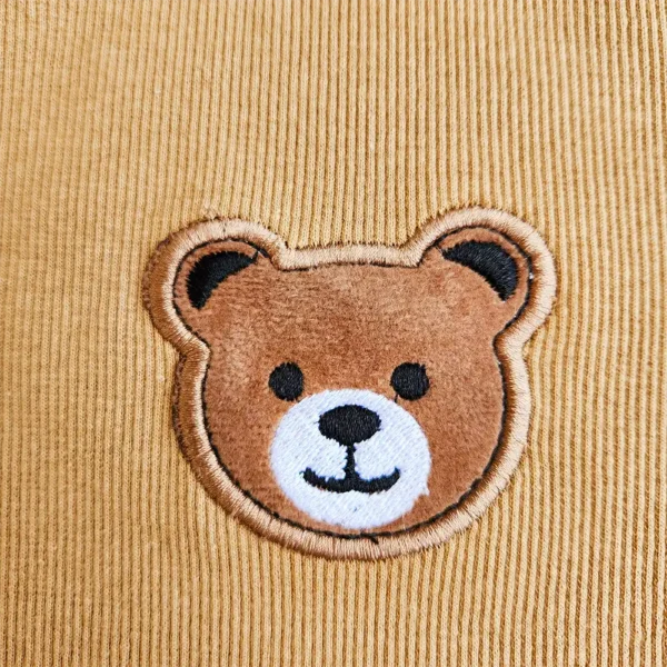 رامپر آستین کوتاه طرح خرس رنگ نسکافه ای