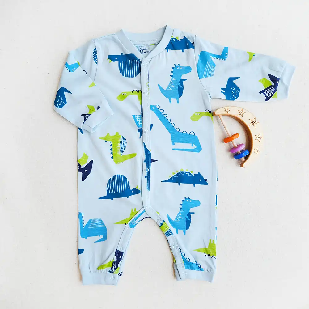 سرهمی آستین بلند وارداتی طرح دایناسور رنگ آبی برند Fagottino