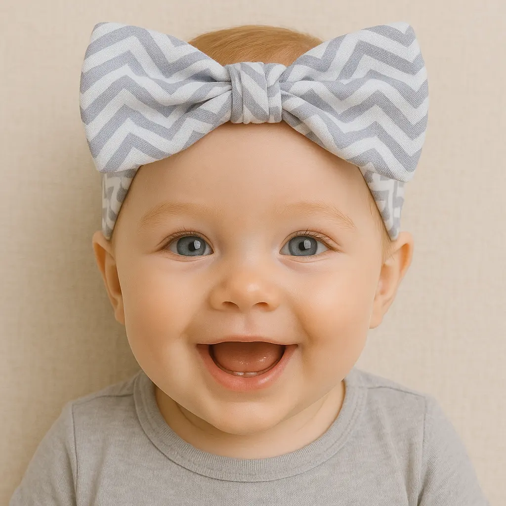 هدبند دخترانه طرح زیگزاکی روی سر نوزاد