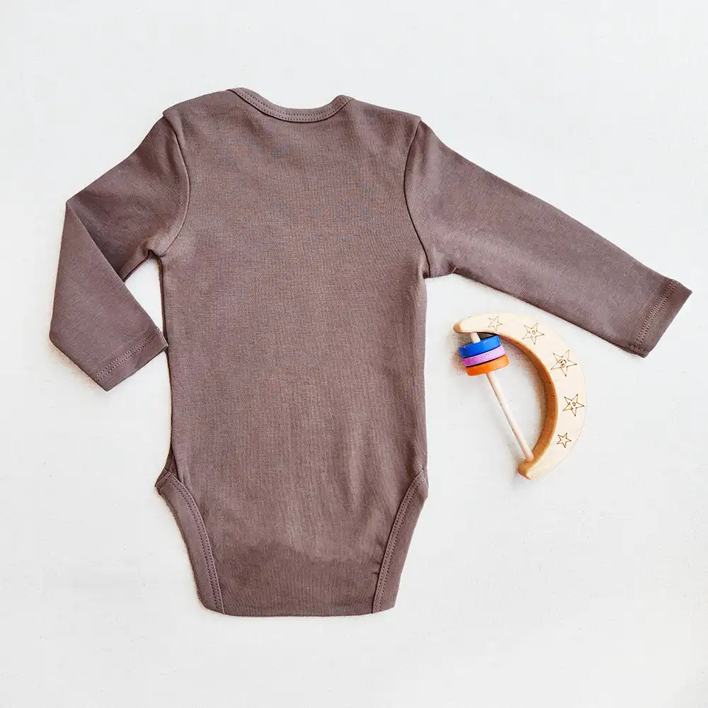 بادی آستین بلند ساده رنگ شکلاتی برند C&A