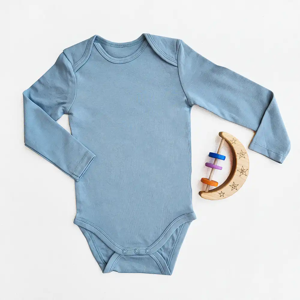 بادی آستین بلند وارداتی ساده رنگ آبی کدر برند C&A