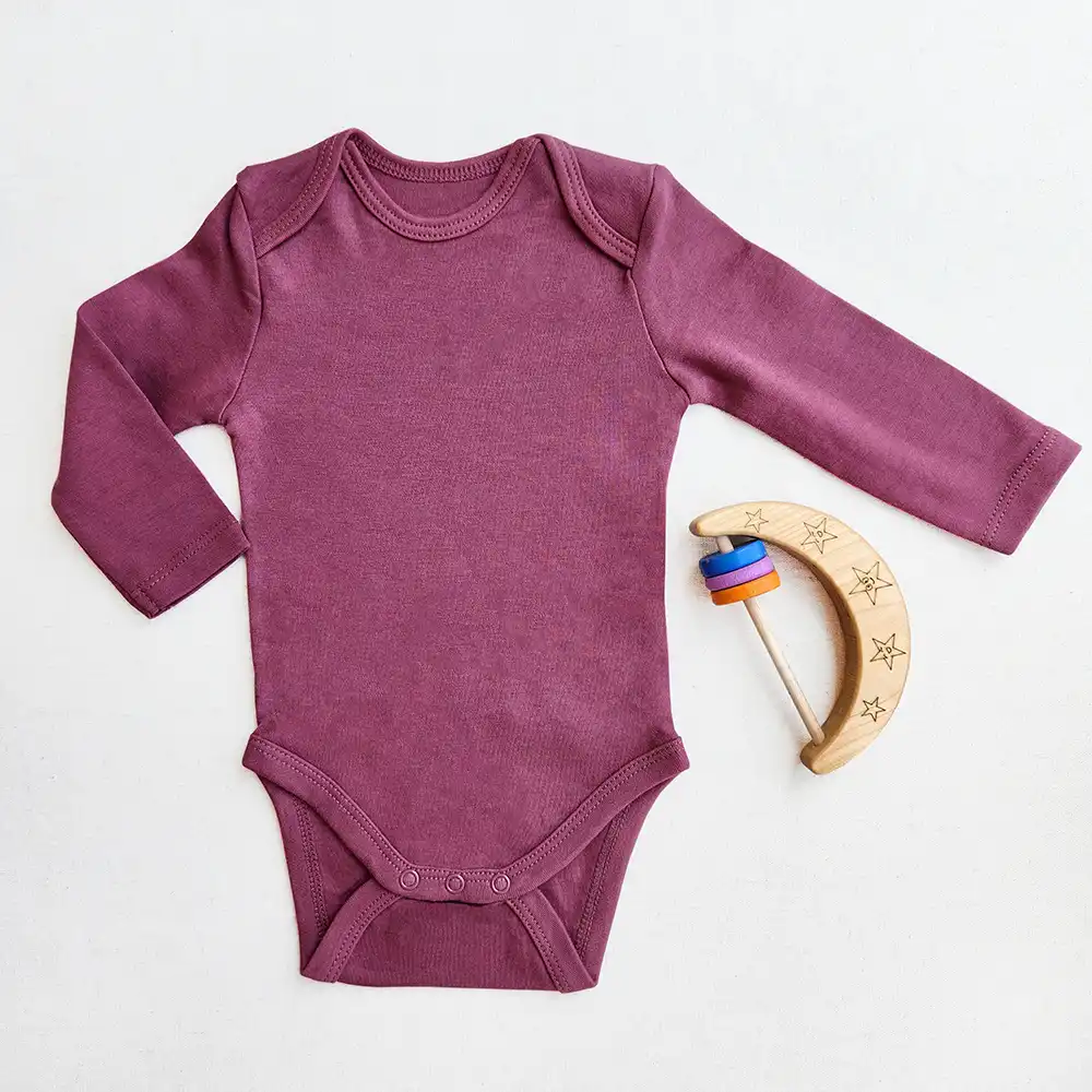 بادی آستین بلند وارداتی ساده رنگ بنفش برند C&A