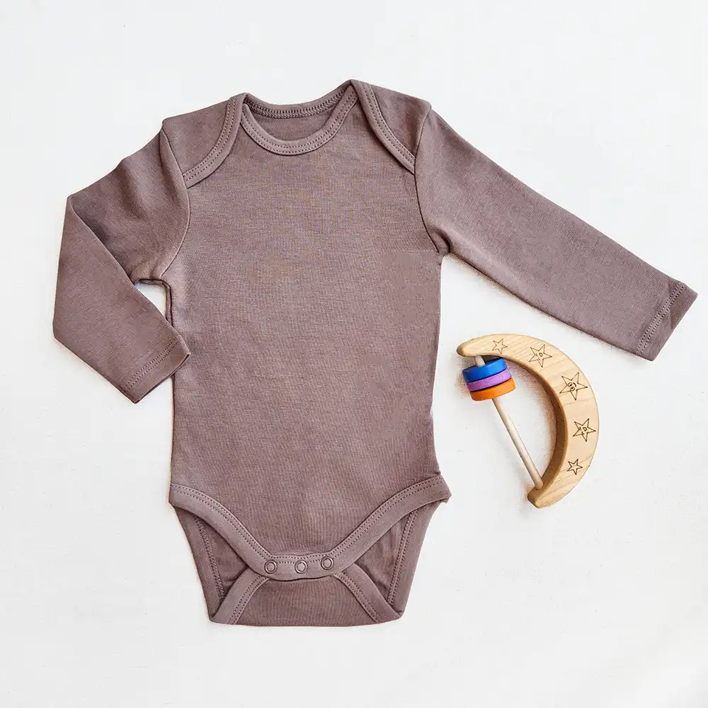 بادی آستین بلند وارداتی ساده رنگ شکلاتی برند C&A