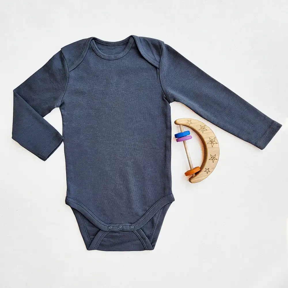 بادی آستین بلند وارداتی ساده رنگ طوسی برند C&A