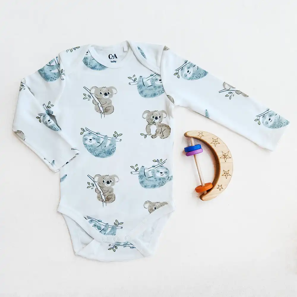 بادی آستین بلند وارداتی طرح تنبل و کوالا برند C&A