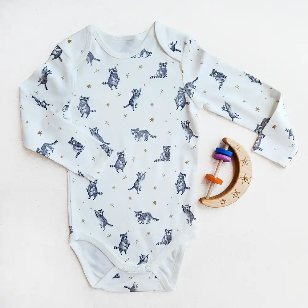 بادی آستین بلند وارداتی طرح راکون های بامزه برند C&A