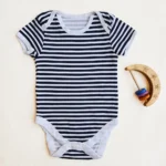 بادی آستین کوتاه خارجی طرح راه راه سفید و سورمه ای