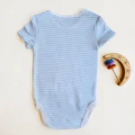 بادی آستین کوتاه خارجی مدل راه راه سفید و آبی روشن