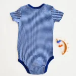 بادی آستین کوتاه راه راه سفید و آبی keep smiling برند Looney Tunes