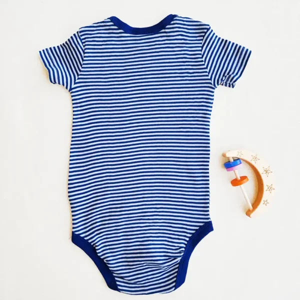 بادی آستین کوتاه راه راه سفید و آبی keep smiling برند Looney Tunes