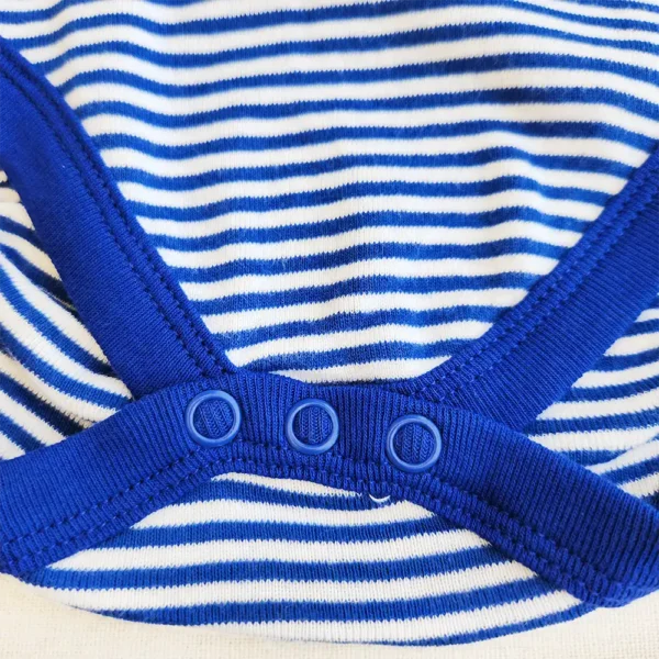 بادی آستین کوتاه وارداتی راه راه سفید و آبی keep smiling برند Looney Tunes