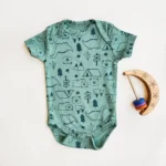 بادی آستین کوتاه وارداتی طرح خرس و دایناسور رنگ سبز برند Teddy Boom