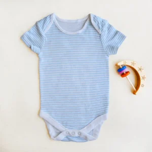 بادی آستین کوتاه وارداتی طرح راه راه سفید و آبی روشن