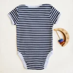 بادی آستین کوتاه وارداتی طرح راه راه سفید و سورمه ای