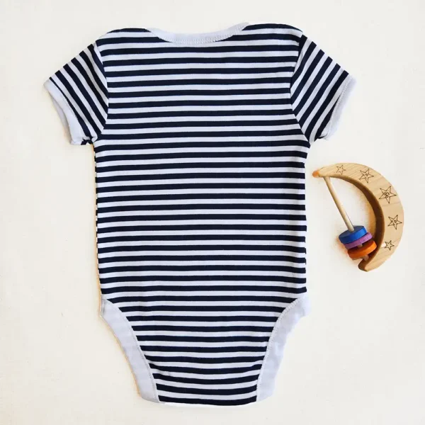 بادی آستین کوتاه وارداتی طرح راه راه سفید و سورمه ای