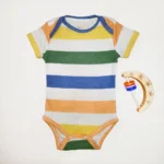 بادی آستین کوتاه وارداتی طرح راه راه های درشت رنگی برند Teddy Boom