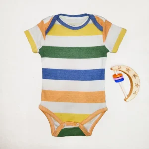 بادی آستین کوتاه وارداتی طرح راه راه های درشت رنگی برند Teddy Boom