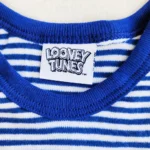 بادی وارداتی راه راه سفید و آبی طرح keep smiling برند Looney Tunes