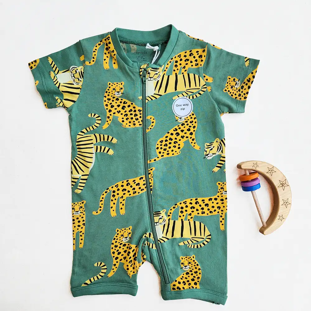 رامپر وارداتی زیپی طرح ببر و پلنگ برند لیندکس