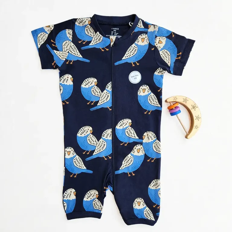 رامپر وارداتی زیپی طرح پرنده ی آبی برند لیندکس