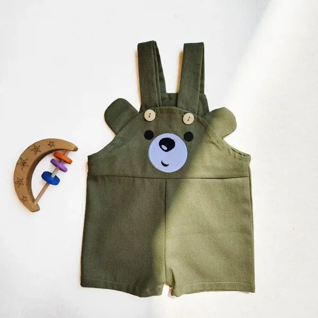 بیلر شلوارکی طرح خرس رنگ سبز