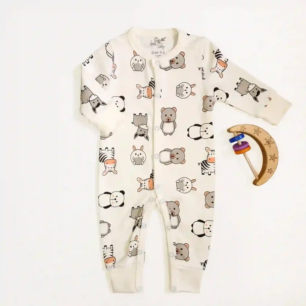 سرهمی آستین بلند طرح پاندا و کوالا رنگ شیری کد 10211