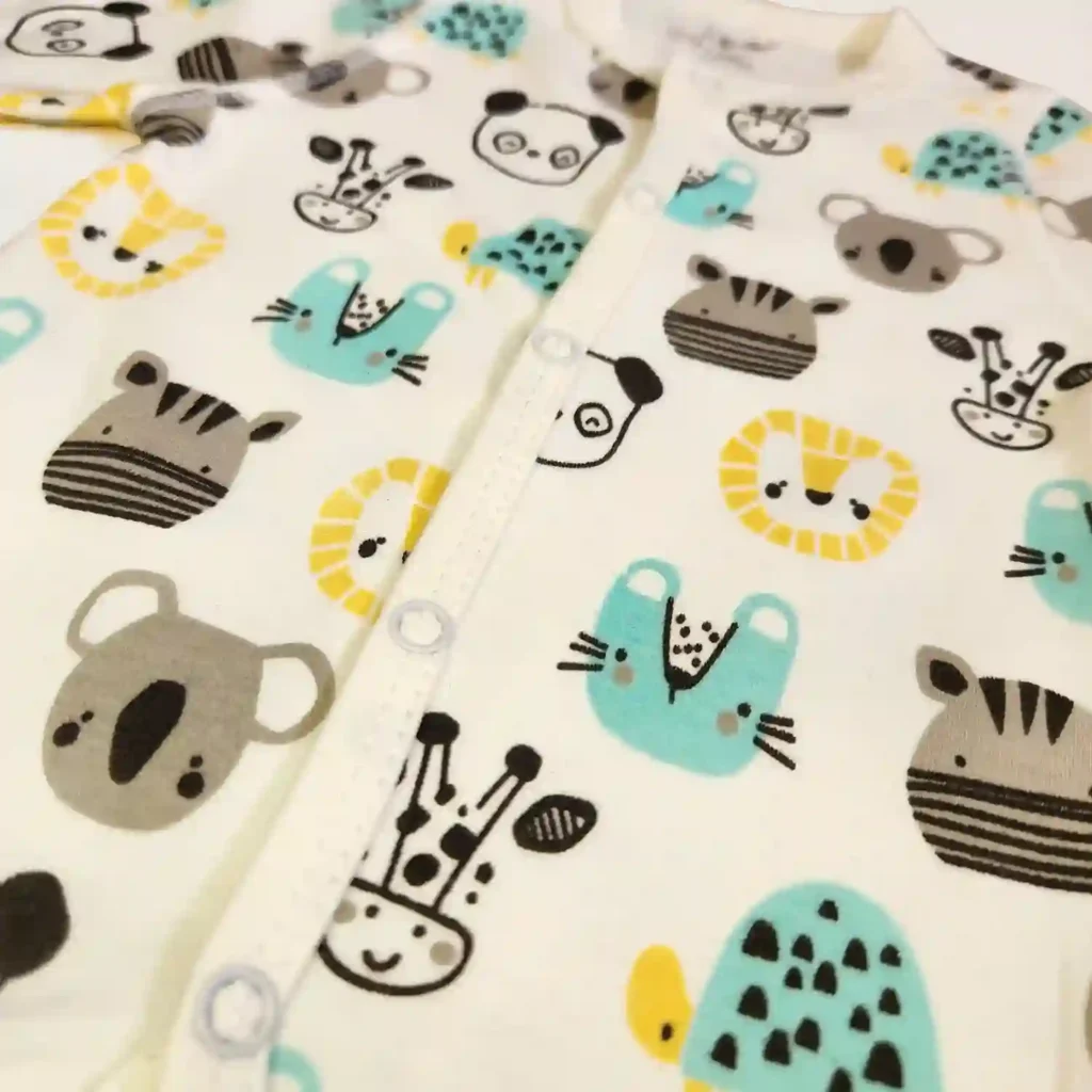 سرهمی آستین دار طرح خرس و گورخر رنگ شیری کد 10209