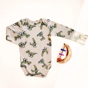 بادی آستین بلند طرح دایناسور عروسکی رنگ کرم برند HEMA