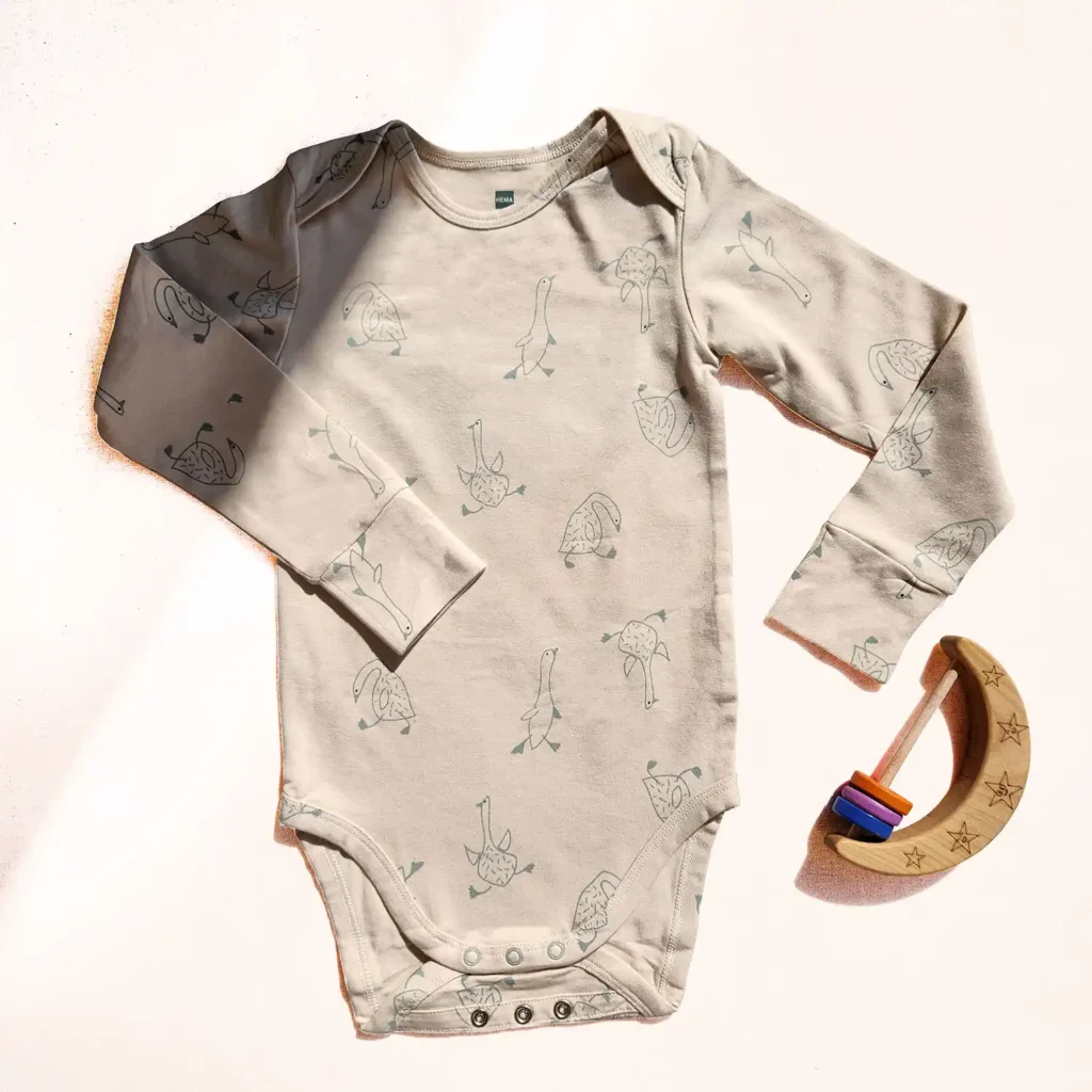 بادی آستین بلند طرح غازهای بامزه رنگ شیری برند HEMA