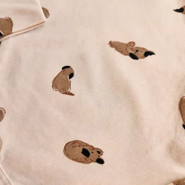 بادی آستین بلند طرح هاپوهای بامزه کرم برند HEMA