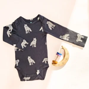 بادی آستین بلند طرح گرگ رنگ مشکی برند HEMA