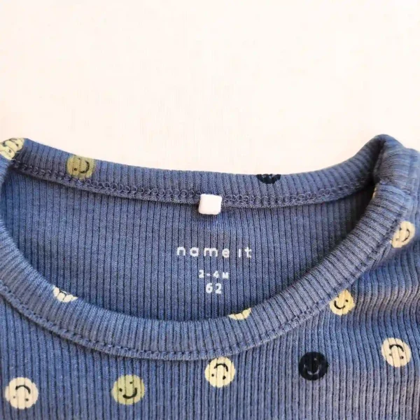 بادی آستین بلند کبریتی شکلک های خندان رنگ آبی تیره برند name it